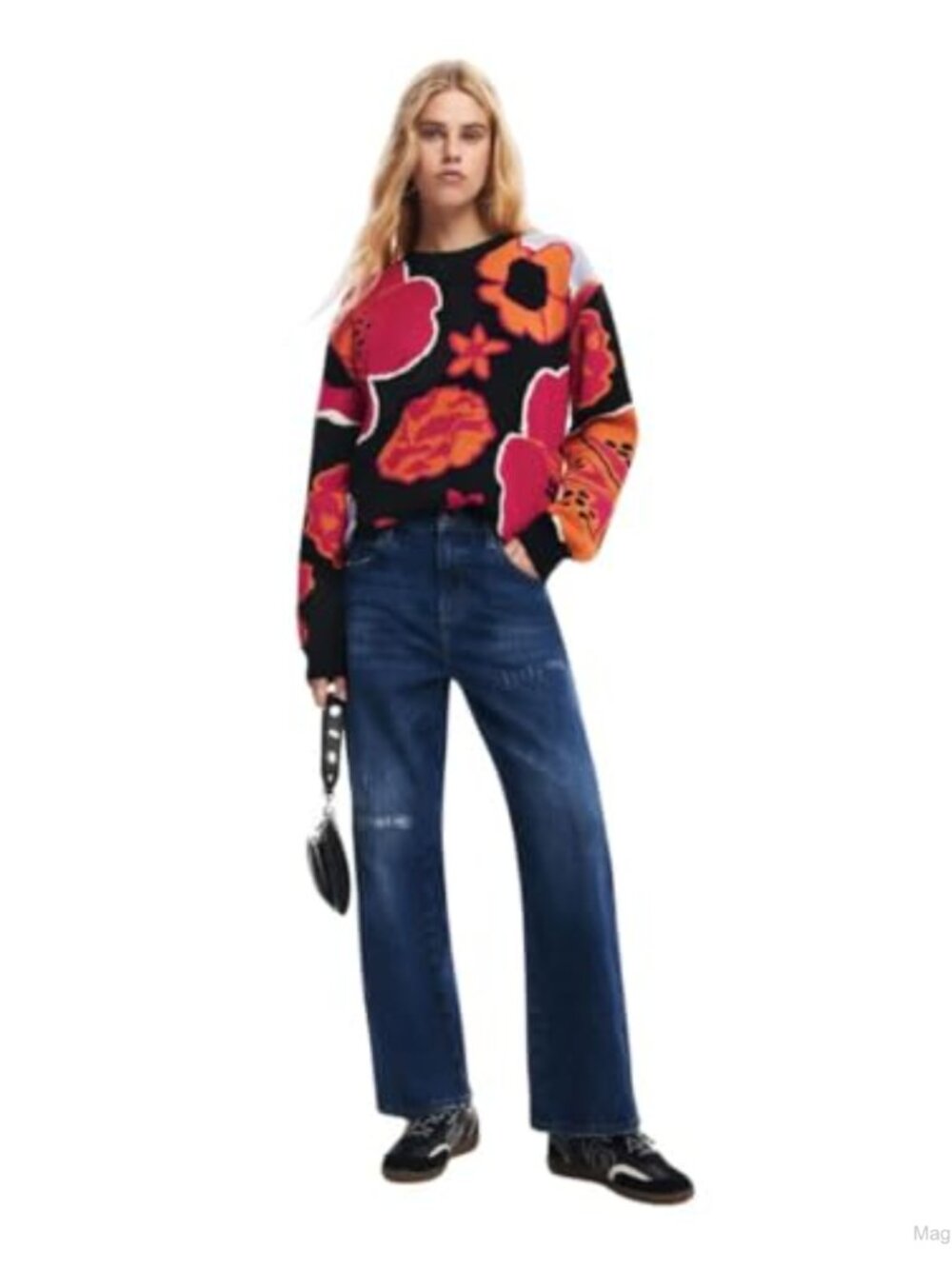 Desigual Women's Denim Straight Leg Mid Rise Jeans Button Fly
